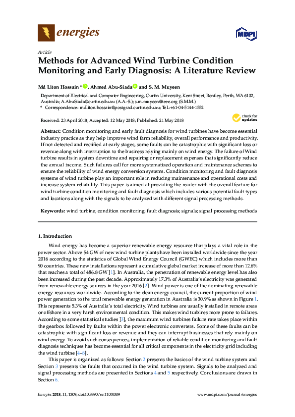 (PDF) Methods for Advanced Wind Turbine Condition Monitoring and Early ...