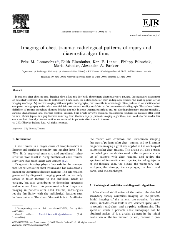 (PDF) Imaging of chest trauma: radiological patterns of injury and ...
