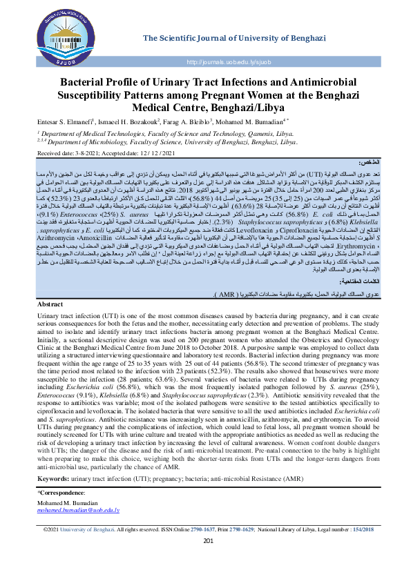 (PDF) Bacterial Profile of Urinary Tract Infections and Antimicrobial ...