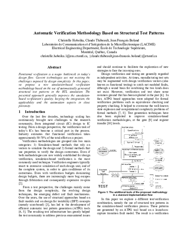 (PDF) Automatic verification methodology based on structural test patterns