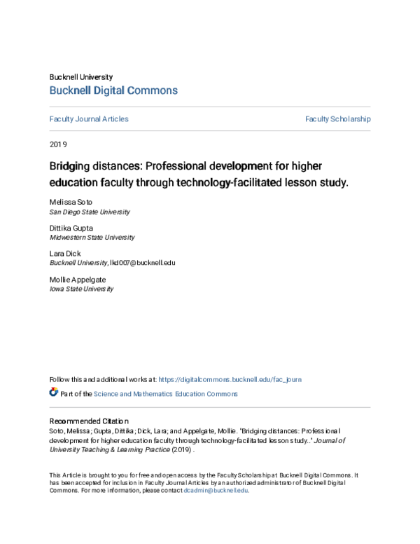 (PDF) Bridging Distance Professional Development for Higher Education