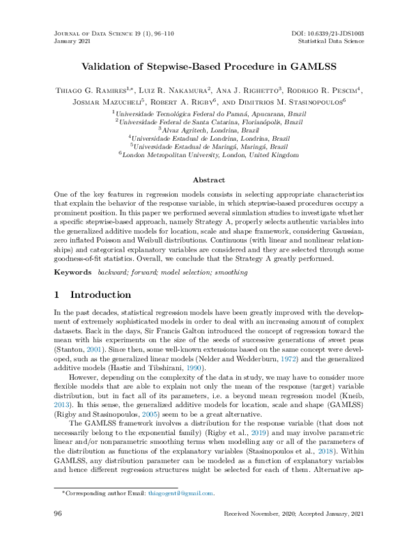 (PDF) Validation of Stepwise-Based Procedure in GAMLSS