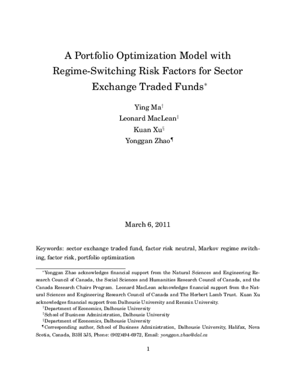 (PDF) A Portfolio Optimization Model with Regime-Switching Risk Factors ...