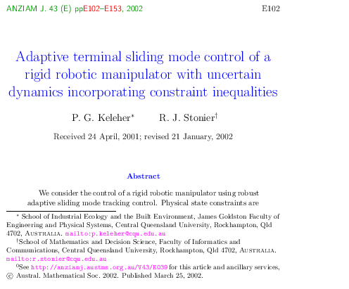 (PDF) Adaptive terminal sliding mode control of a rigid robotic ...