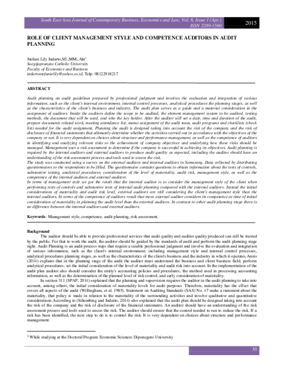 (PDF) Role of Client Management Style and Competence Auditors in Audit ...