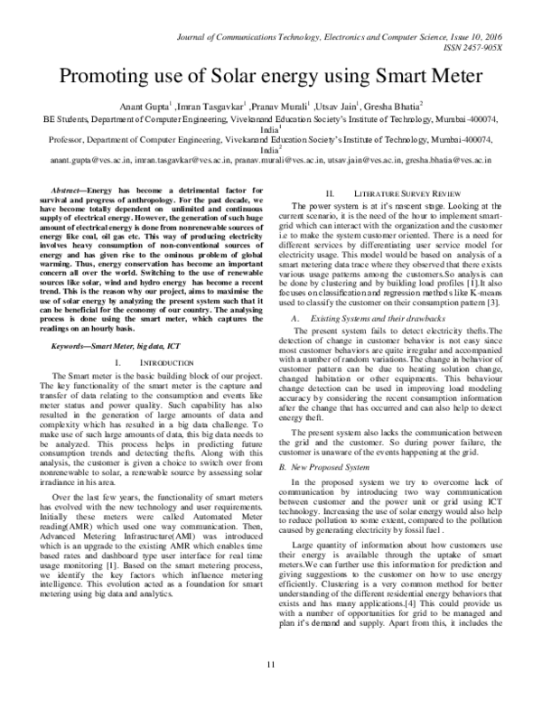 (PDF) Promoting use of Solar energy using Smart Meter