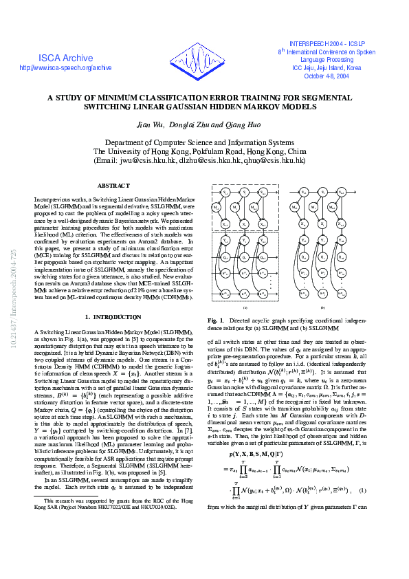 (PDF) A Study Ofminimum Classification Error Training for Segmental ...