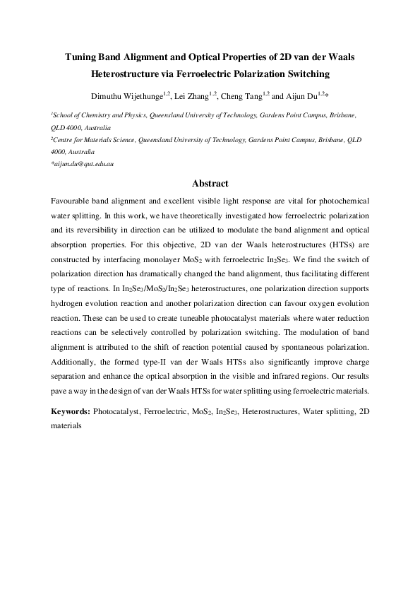 (PDF) Tuning band alignment and optical properties of 2D van der Waals ...