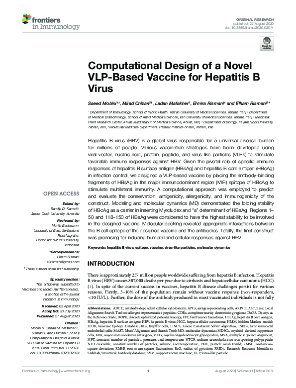 (PDF) Computational Design of a Novel VLP-Based Vaccine for Hepatitis B ...
