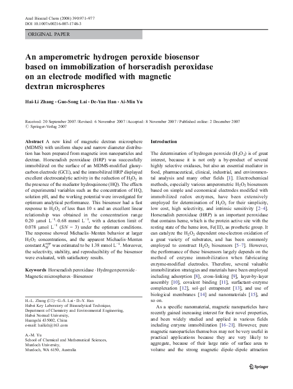 (PDF) An amperometric hydrogen peroxide biosensor based on ...