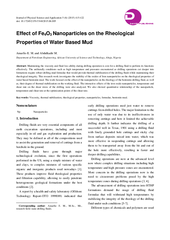 (PDF) Effect of AL2O3 Nanoparticles on the Rheological Properties of ...