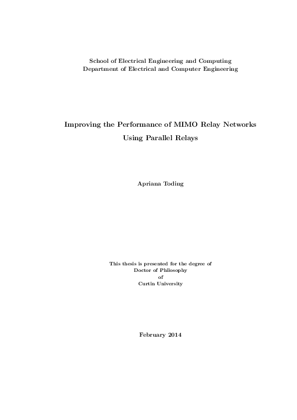 (PDF) Improving the performance of MIMO Relay Networks using Parallel ...