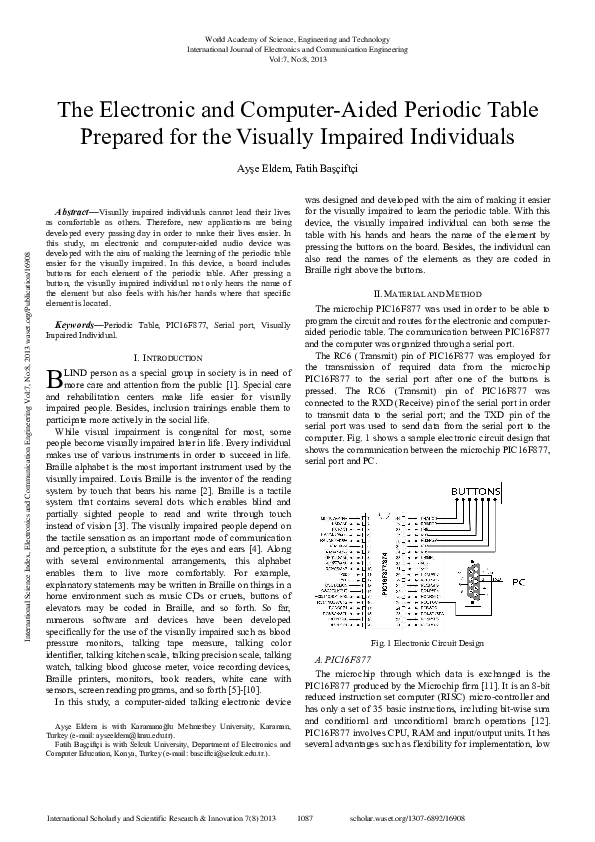 (PDF) The Electronic And Computer-Aided Periodic Table Prepared For The ...