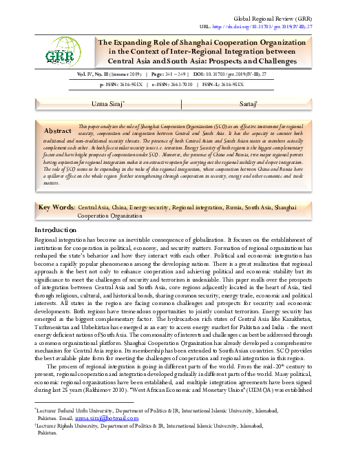 (PDF) The Expanding Role of Shanghai Cooperation Organization in the ...