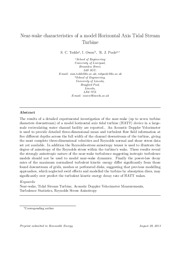 (PDF) Near-wake characteristics of a model horizontal axis tidal stream ...