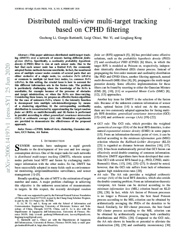 (PDF) Distributed multi-view multi-target tracking based on CPHD filtering