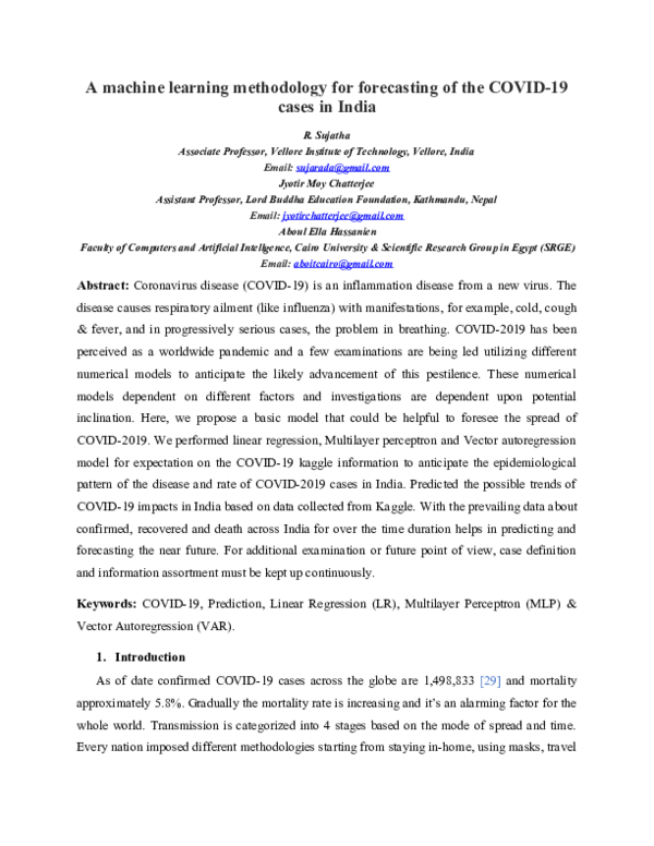 (DOC) A machine learning methodology for forecasting of the COVID-19 ...