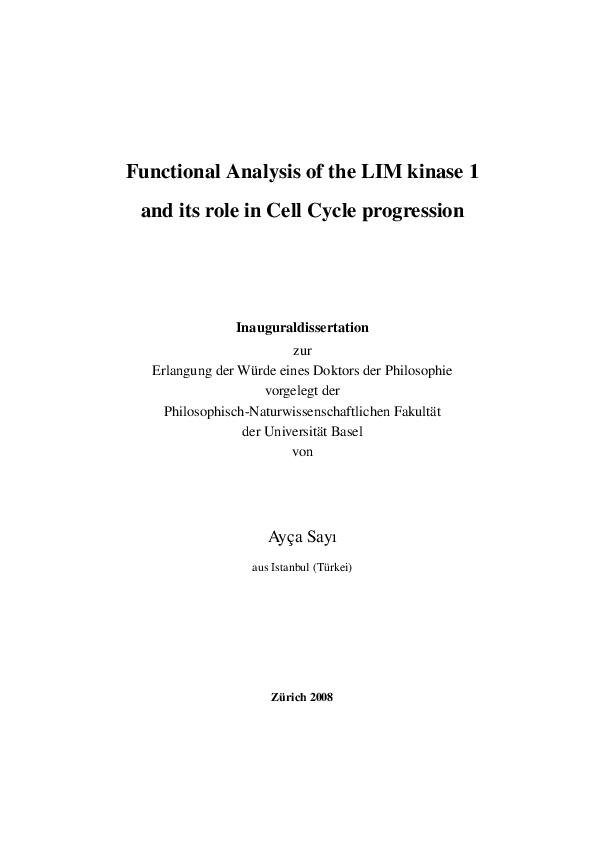 (PDF) Role of LIMK1 in Actin Stabilization and Cell Cycle Progression