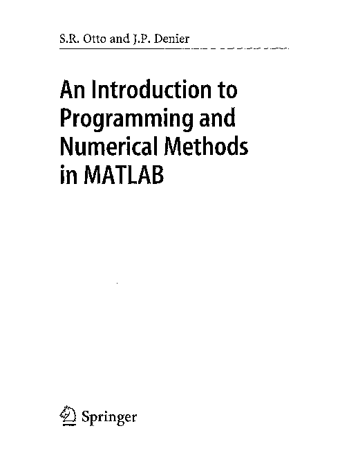 (PDF) An Introduction to Programming and Numerical Methods in MATLAB