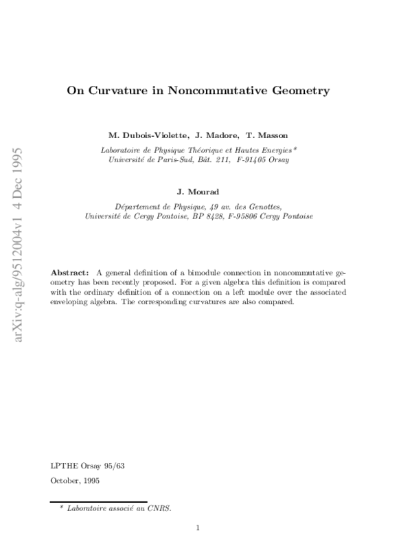 (PDF) On Curvature in Noncommutative Geometry