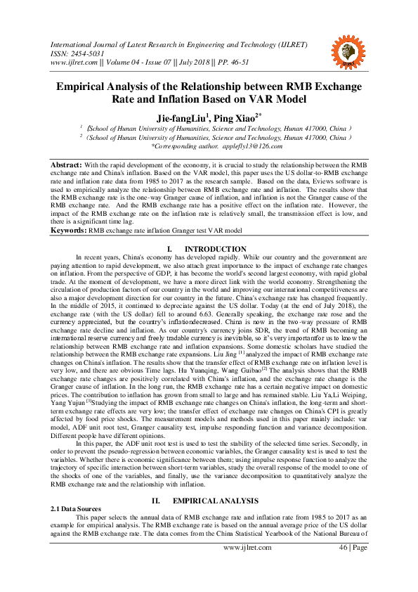 (PDF) Empirical Analysis of the Relationship between RMB Exchange Rate ...