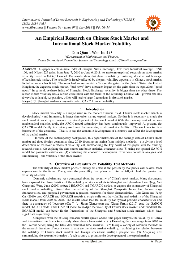 (PDF) An Empirical Research on Chinese Stock Market and International ...