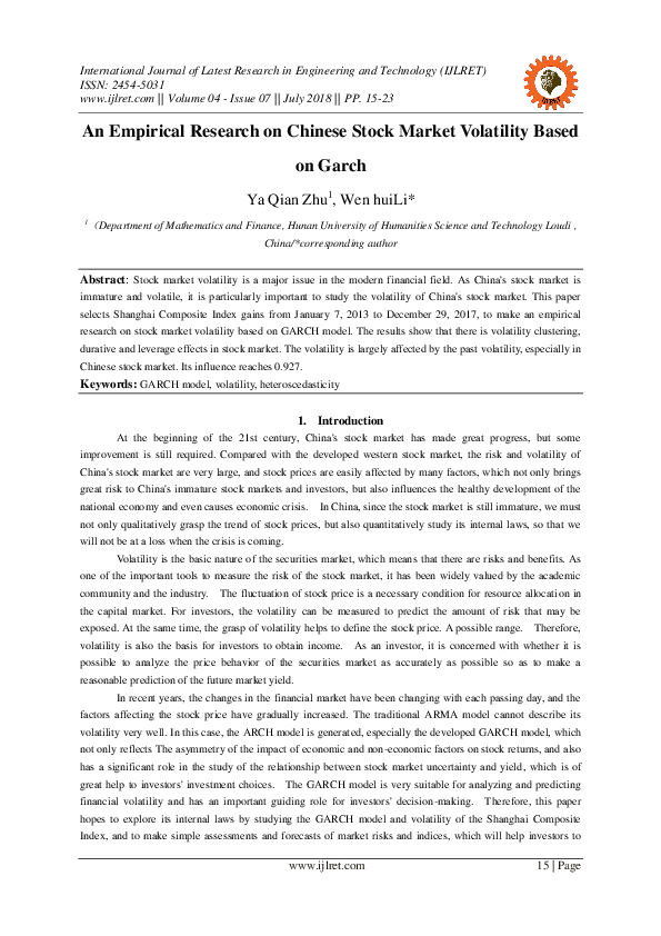 (PDF) An Empirical Research on Chinese Stock Market Volatility Based on ...