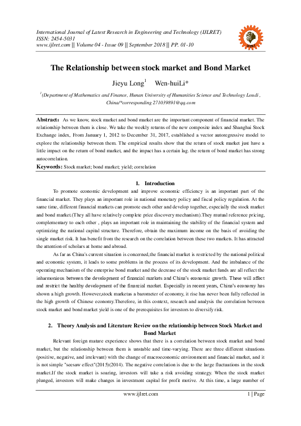 (PDF) The Relationship between stock market and Bond Market