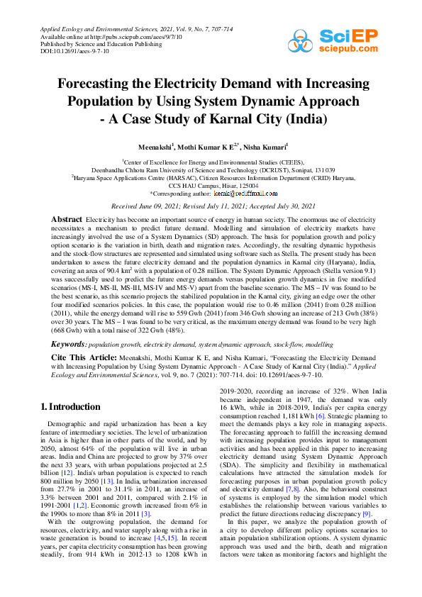 (PDF) Forecasting the Electricity Demand with Increasing Population by ...