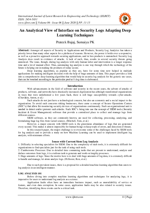 (PDF) An Analytical View of Interface on Security Logs Adapting Deep ...