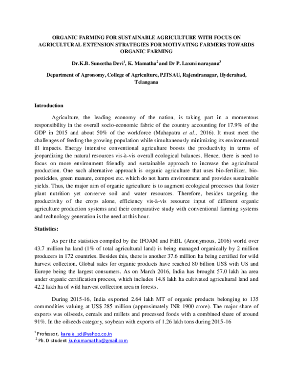 (PDF) ORGANIC FARMING FOR SUSTAINABLE AGRICULTURE WITH FOCUS ON ...