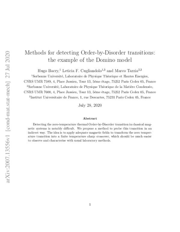 (PDF) Methods for detecting order-by-disorder transitions: the example ...