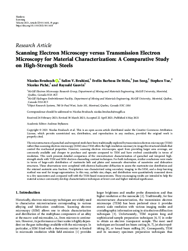 (PDF) Scanning Electron Microscopy versus Transmission Electron ...