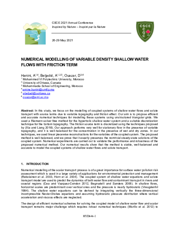 (PDF) Numerical modelling of variable density shallow water flows with ...