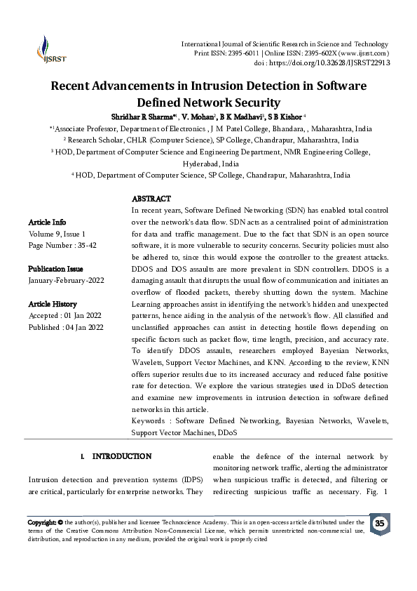 (PDF) Recent Advancements in Intrusion Detection in Software Defined ...