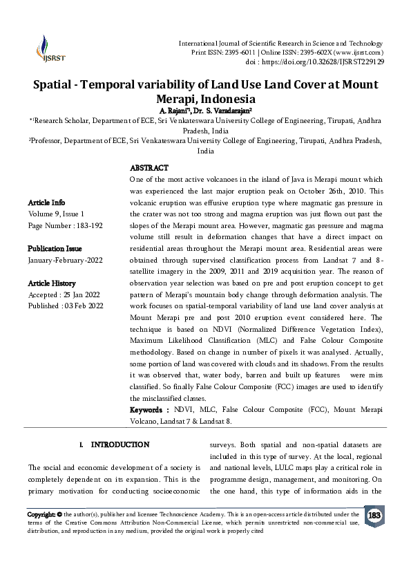 (PDF) Spatial - Temporal variability of Land Use Land Cover at Mount ...