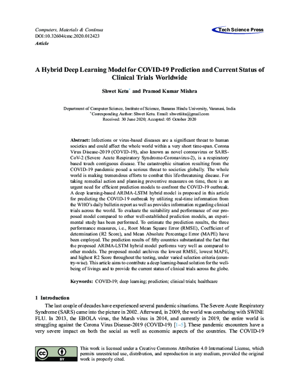 (PDF) A Hybrid Deep Learning Model for COVID-19 Prediction and Current ...