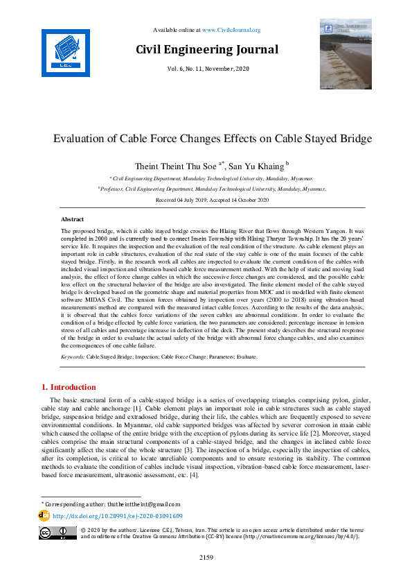 (PDF) Evaluation of Cable Force Changes Effects on Cable Stayed Bridge