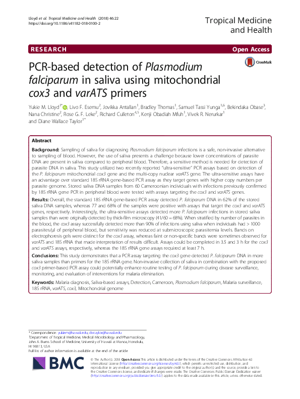 (PDF) {"__content__"=>"PCR-based detection of in saliva using ...