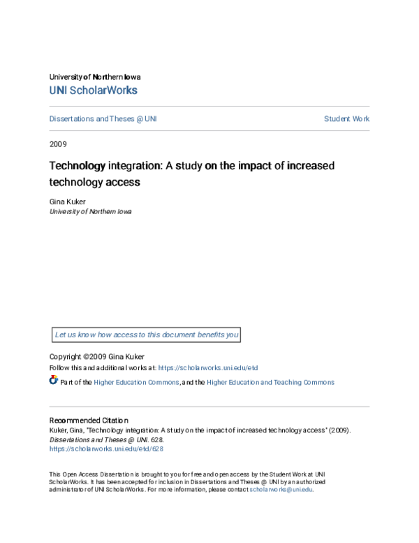 (PDF) Technology integration: A study on the impact of increased ...