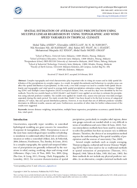 (PDF) Spatial Estimation of Average Daily Precipitation Using Multiple ...