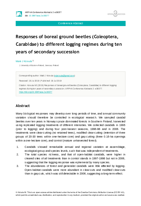 (PDF) Data for: Responses of boreal ground beetles (Coleoptera ...