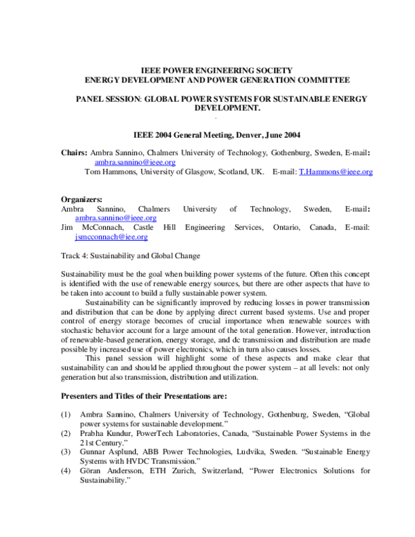 (PDF) Global power systems for sustainable energy development