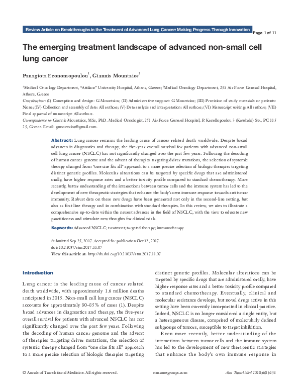 (PDF) The emerging treatment landscape of advanced non-small cell lung ...