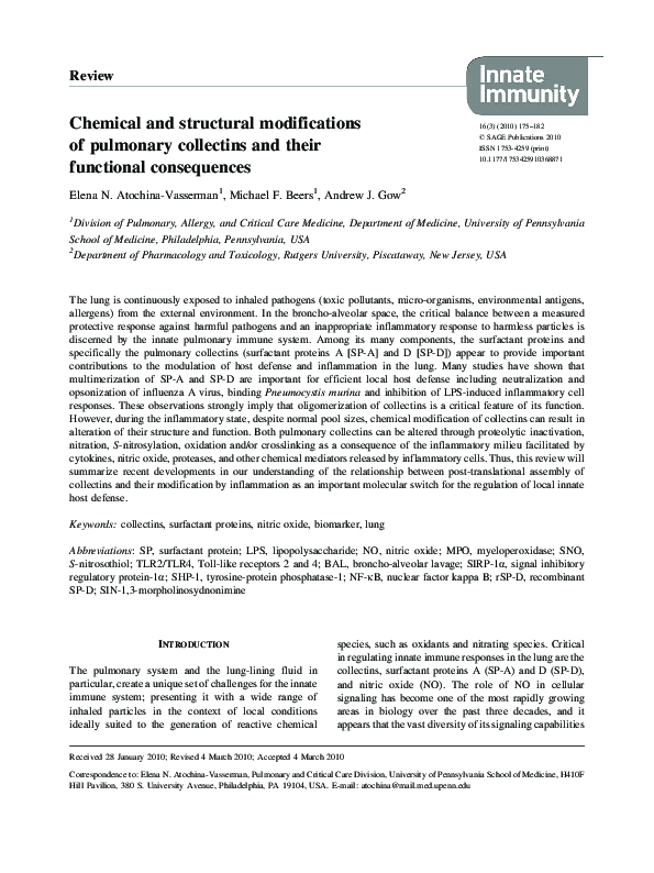 (PDF) Review: Chemical and structural modifications of pulmonary ...