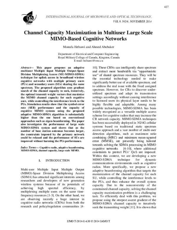 (PDF) Channel Capacity Maximization in Multiuser Large Scale MIMO-Based ...