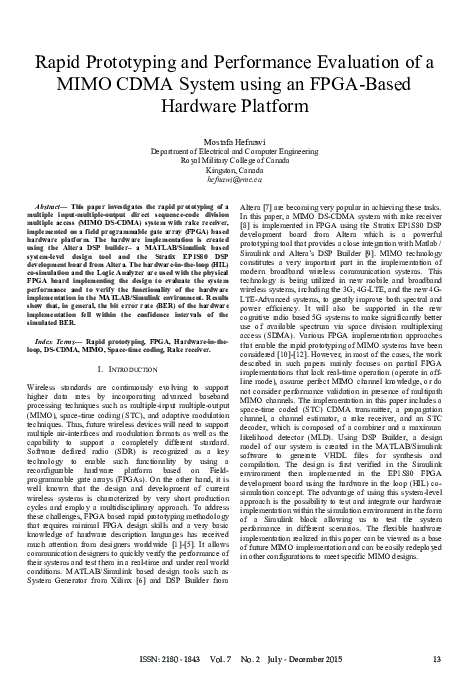 (PDF) Rapid Prototyping and Performance Evaluation of a MIMO CDMA ...