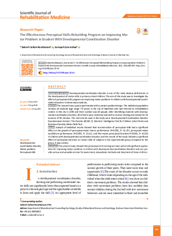 (PDF) The Effectiveness Perceptual Skills Rebuilding Program on ...