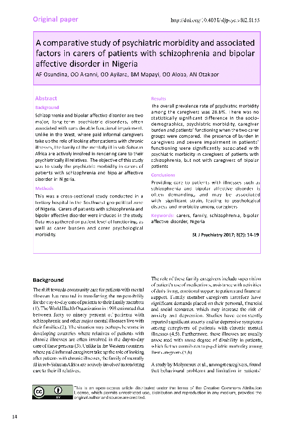 (PDF) A comparative study of psychiatric morbidity and associated ...