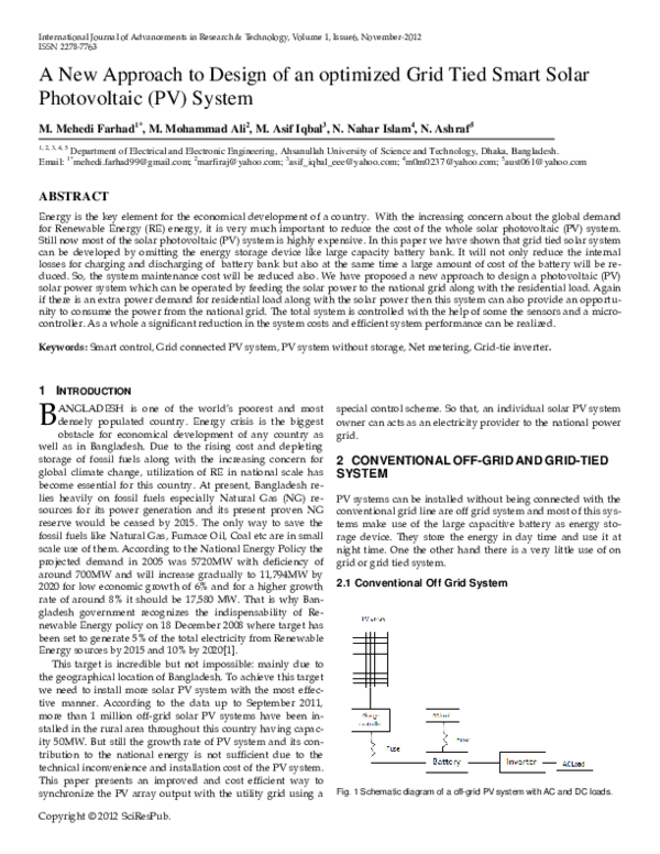 (PDF) A New Approach to Design of an optimized Grid Tied Smart Solar ...